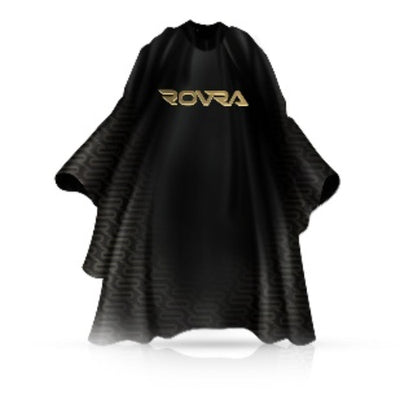 Rovra Barber Cape with Logo – Neoprene Collar – Black