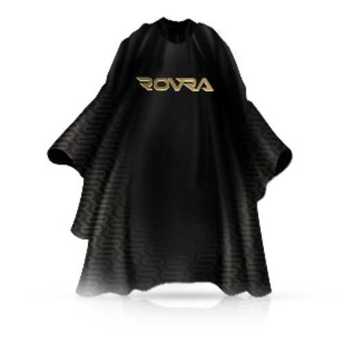 Rovra Barber Cape with Logo – Neoprene Collar – Black