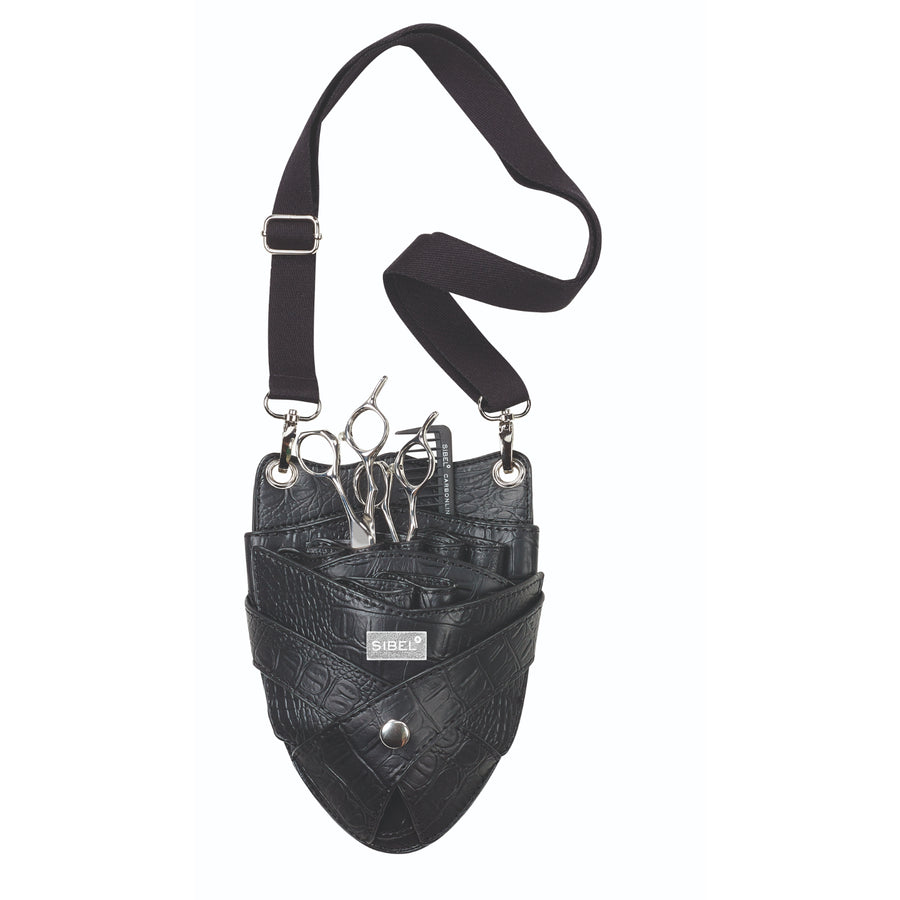 Sibel Schaarhouder Boy 7 voor 6 scharen Mat Zwart Croco