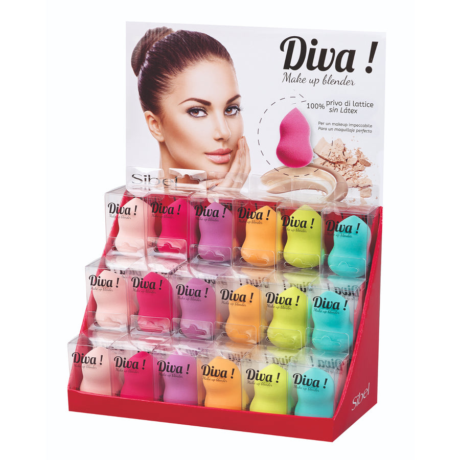 Sibel Cosmetische Sponsjes Make-Up Blender Diva Display 18 stuks
