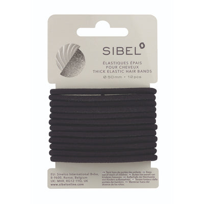 Sibel Elastische Haarbandjes Zwart Dik 12 stuks
