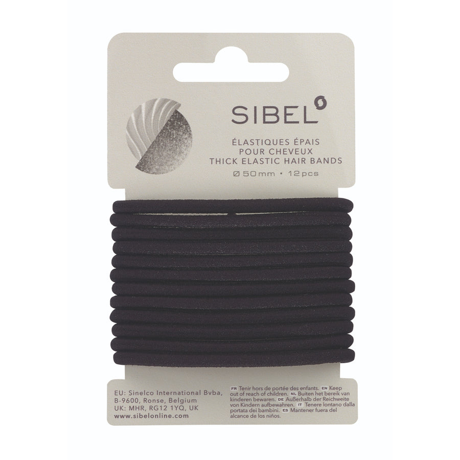 Sibel Elastische Haarbandjes Zwart Dik 12 stuks