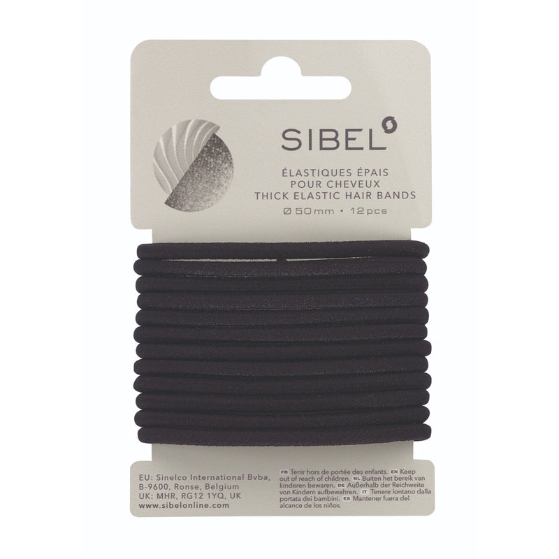 Sibel Elastische Haarbandjes Zwart Dik 12 stuks