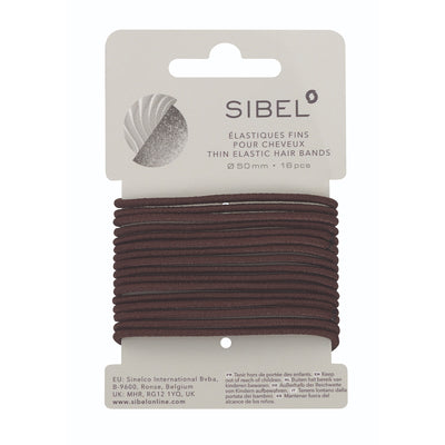 Sibel Elastische Haarbandjes Bruin Dun 16 stuks
