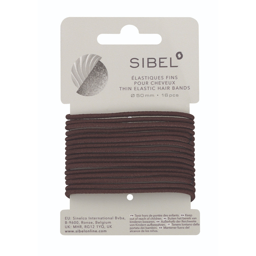 Sibel Elastische Haarbandjes Bruin Dun 16 stuks