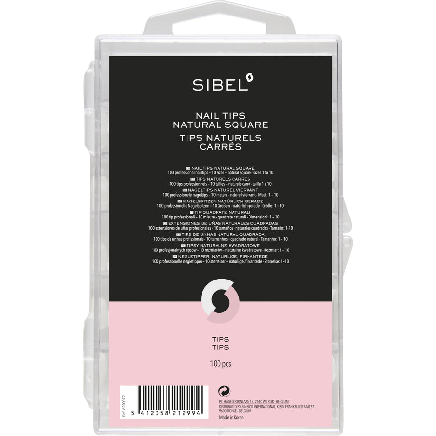Sibel Nageltips Naturel Vierkant Doos 100 stuks