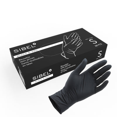 Sibel Handschoenen Herbruikbaar Latex Satijn Zwart S 20 stuks