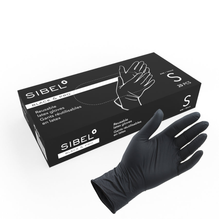 Sibel Handschoenen Herbruikbaar Latex Satijn Zwart S 20 stuks