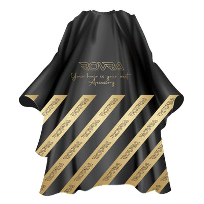 Rovra Barber Cape with Logo – Black &amp; Gold
