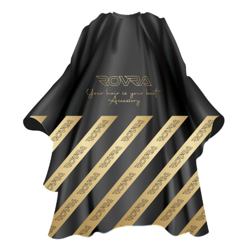 Rovra Barber Cape with Logo – Black &amp; Gold