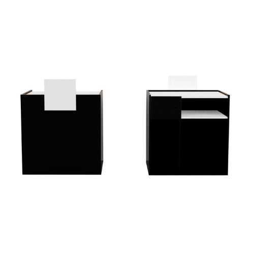 BarbierPro – Houten Receptiebalie Zwart-decor In Wit
