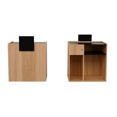 BarbierPro – Houten Receptiebalie Eikenhout-decoratie In Zwart
