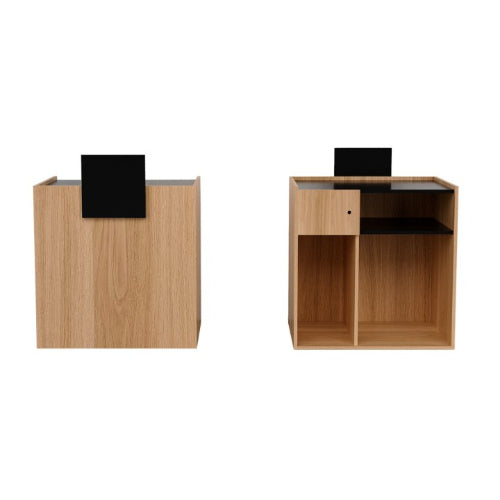 BarbierPro – Houten Receptiebalie Eikenhout-decoratie In Zwart