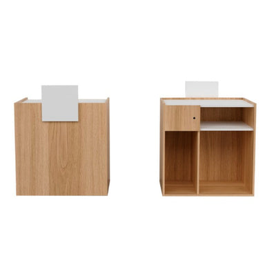 BarbierPro – Houten Receptiebalie Eikenhout-decoratie In Wit