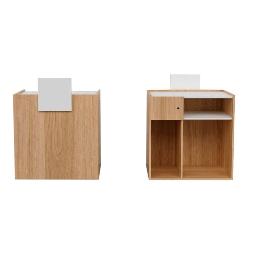 BarbierPro – Houten Receptiebalie Eikenhout-decoratie In Wit