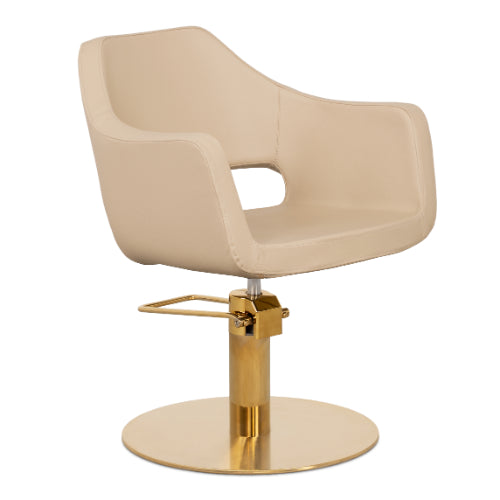 BarbierPro - Whim - Beige Goud Ronde Goude Voet Styling Stoel