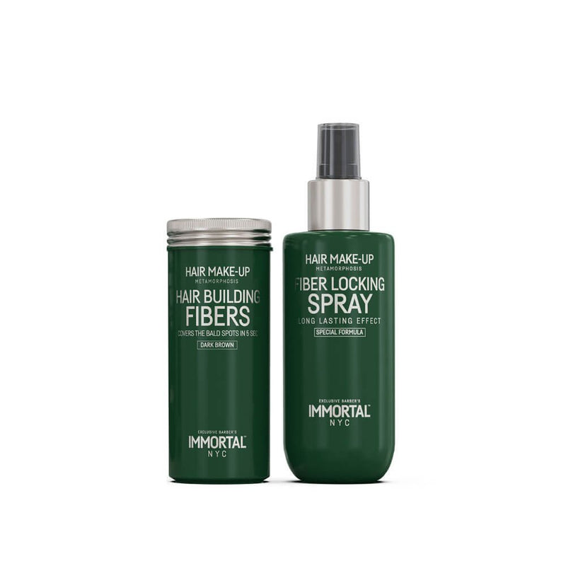 Immortal NYC Hair Building Fibers 20g & Fibers Locking Spray 150ml 2 in 1 Set - Black