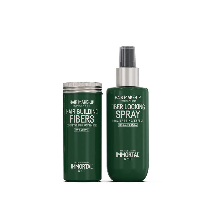 Immortal NYC Hair Building Fibers 20g & Fibers Locking Spray 150ml 2 in 1 Set - Black