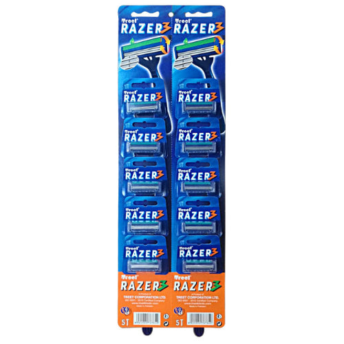 Treet Razer (3 messen scheermes) (10 scheermessen op een kaart)