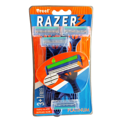 Treet Razer (3 messen scheermes) (4 scheermessen in een bubbelverpakking)